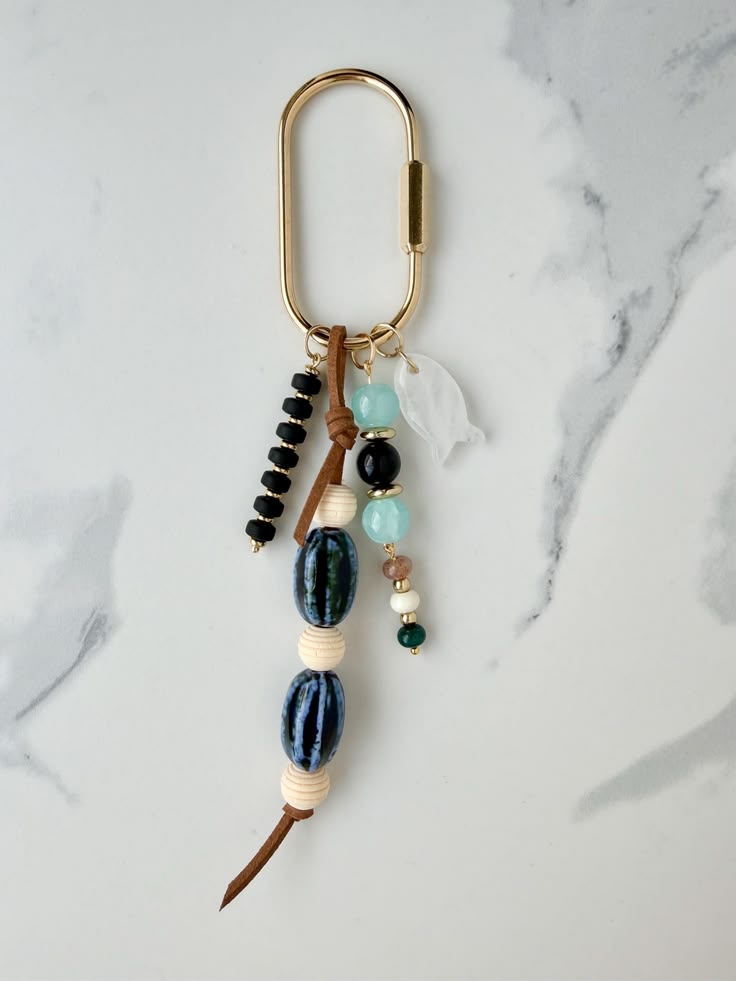 Handmade Beaded Bag Charm: Beachy Fish Aquatic Keychain Gift