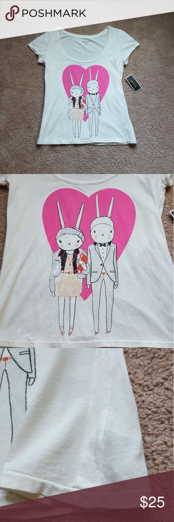 JUICY COUTURE Rabbit Bunny Couple Summer Tee NWT Darling sco