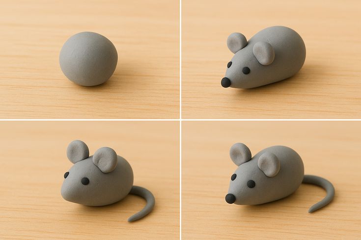 🐭 Мышка из воздушного пластилина Милая маленькая мышка своим