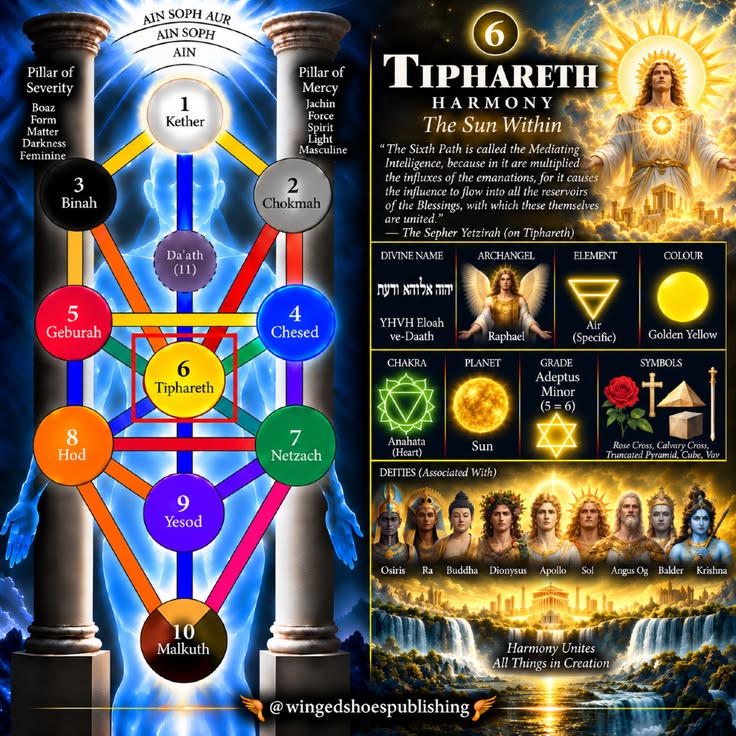 "Tiphareth, meaning “Beauty,” is the sixth Sephira, at the c