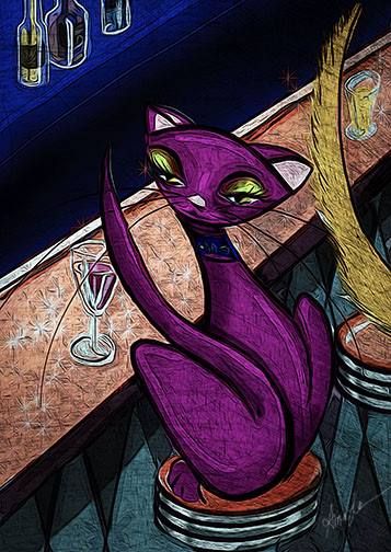 PURPLE CAT ART BY ALMA LEE on FaceBook APRIL 2015 ♥༺❤༻♥