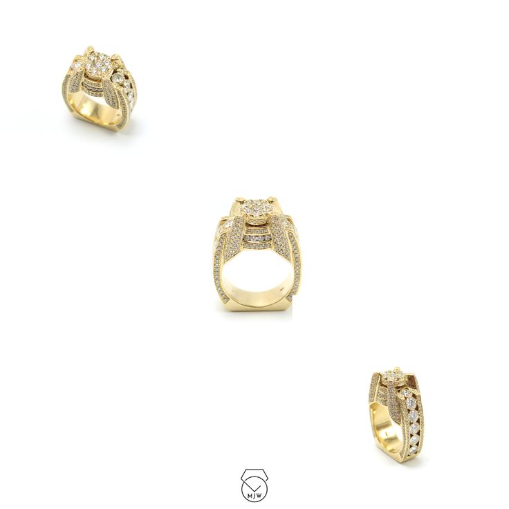 Custom Ring Solid 14k Yellow Gold Custom Made Ring Fully Ice