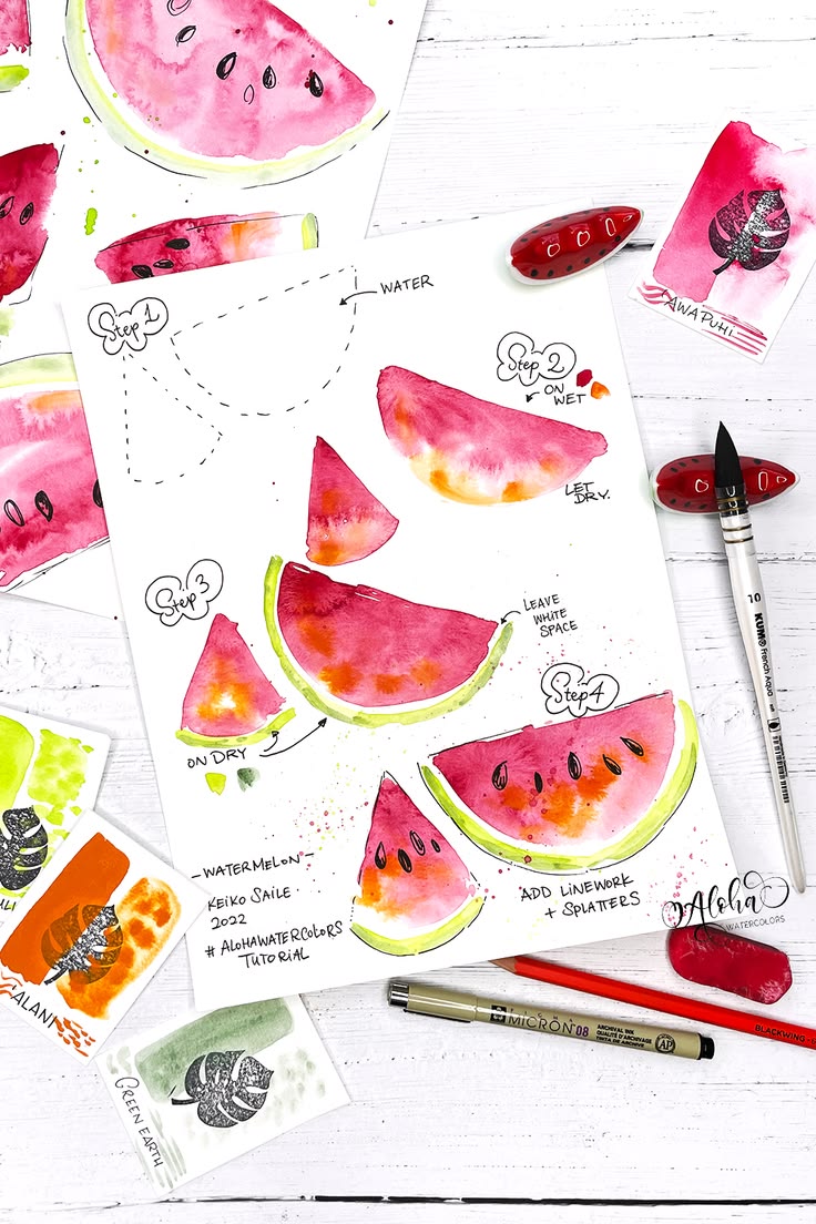 Painting tutorial by The Aloha Studios/Alohawatercolors. How