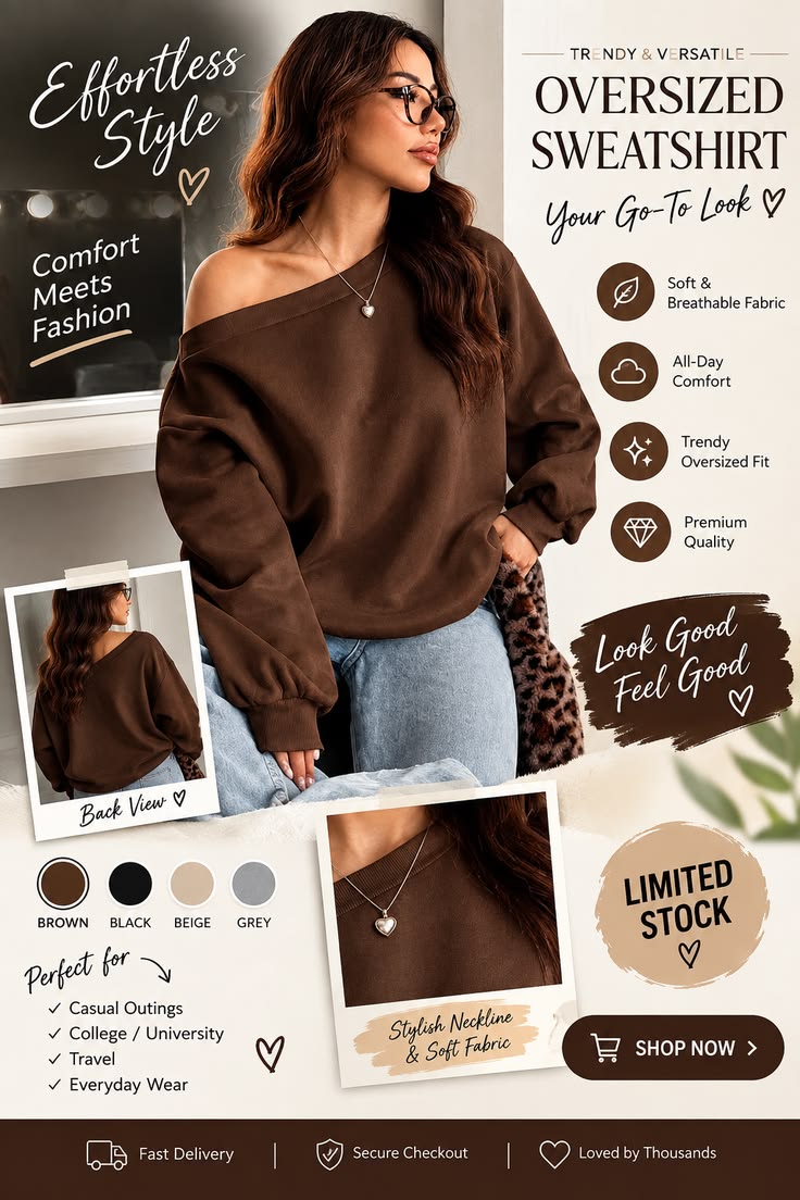 Looking for a stylish oversized brown sweatshirt for women? 