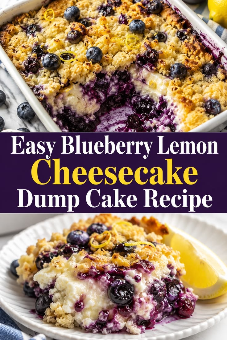 Indulge in this easy blueberry lemon cheesecake dump cake re