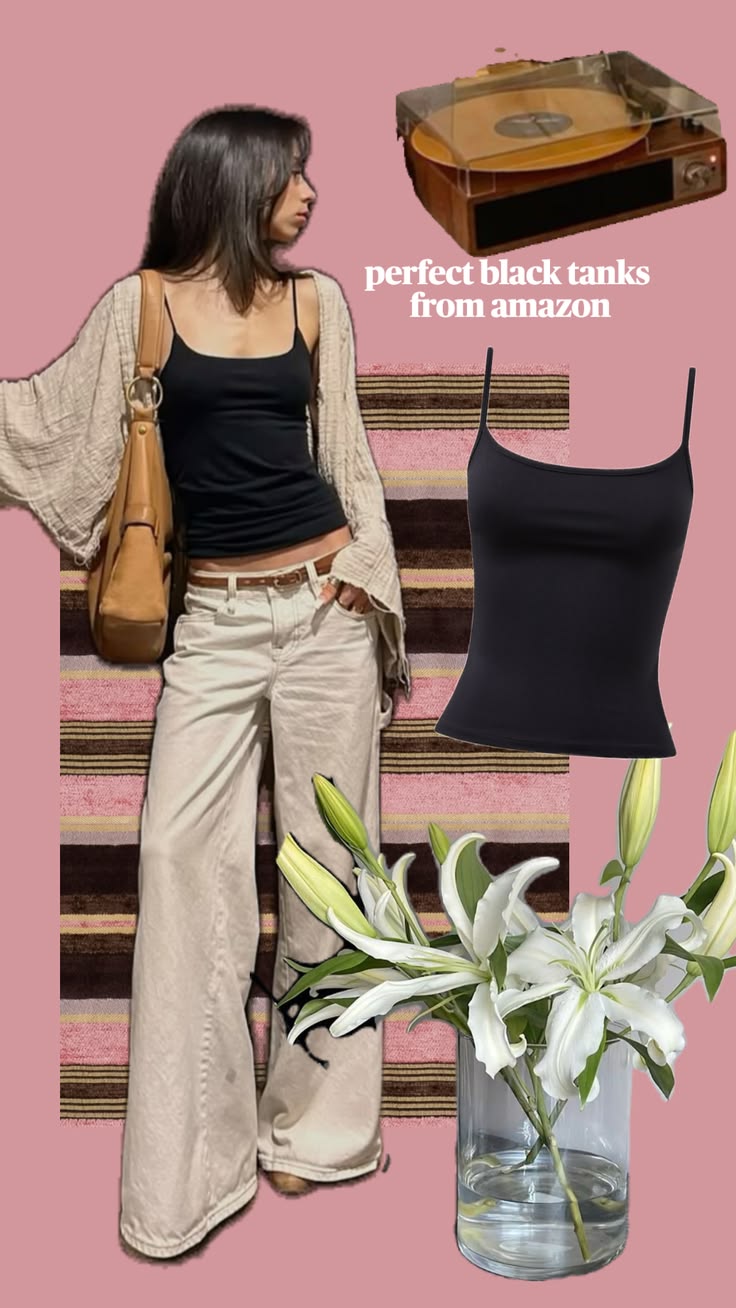 good quality, outfit basics - black comfy tanks for any outf