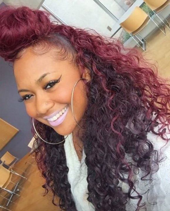 wine red hairstyle for black women 4