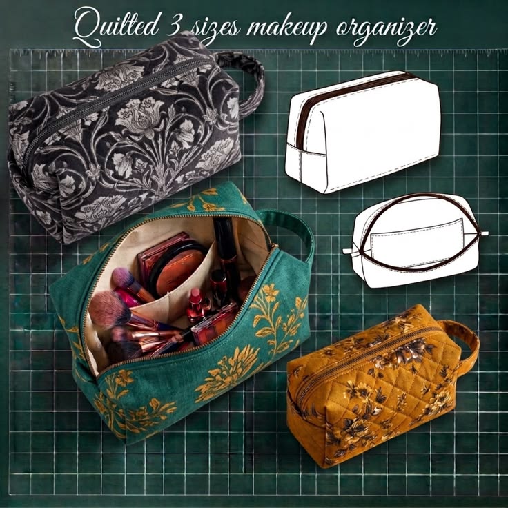 Open-Up Pouch  PDF Sewing Pattern | 3 Size Cosmetic Bag, Box