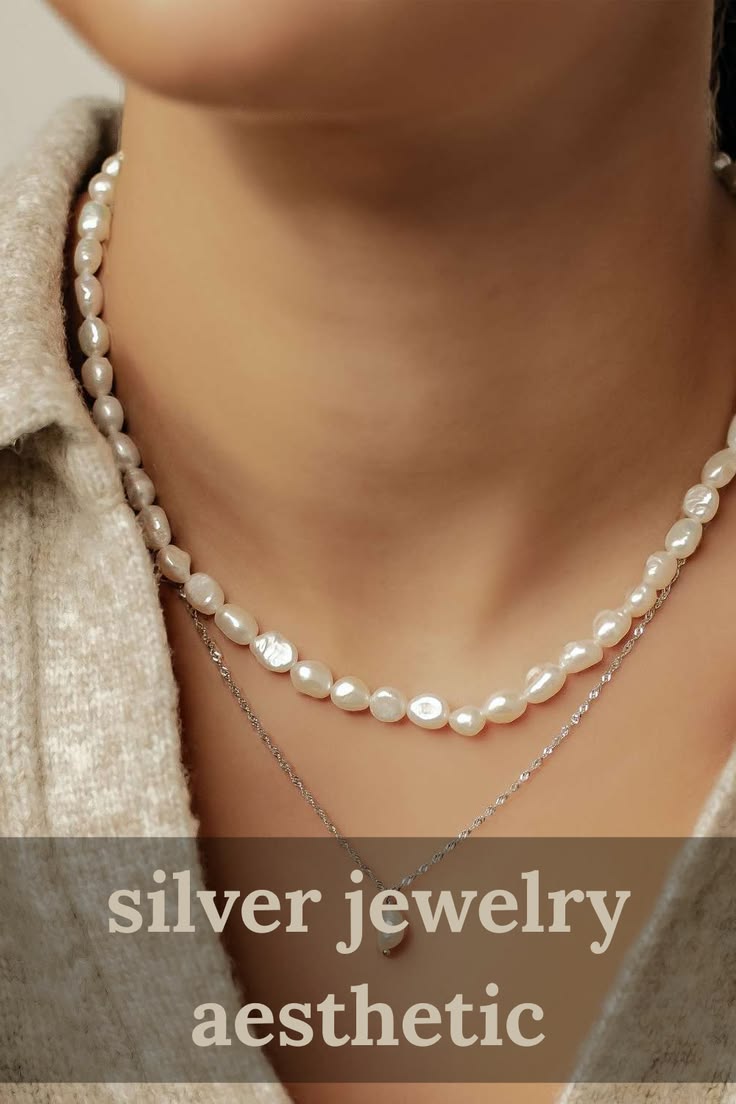 Create a stylish silver jewelry aesthetic by combining diffe