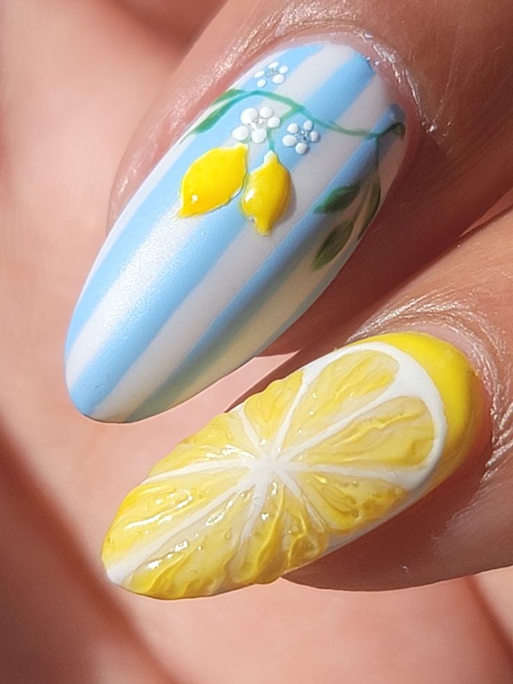 #Lemonnailart #bluelemonnails