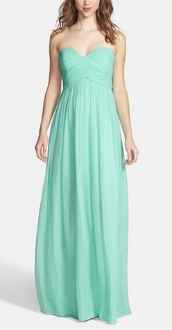 Mint chiffon gown by Donna Morgan. The perfect #bridesmaid d