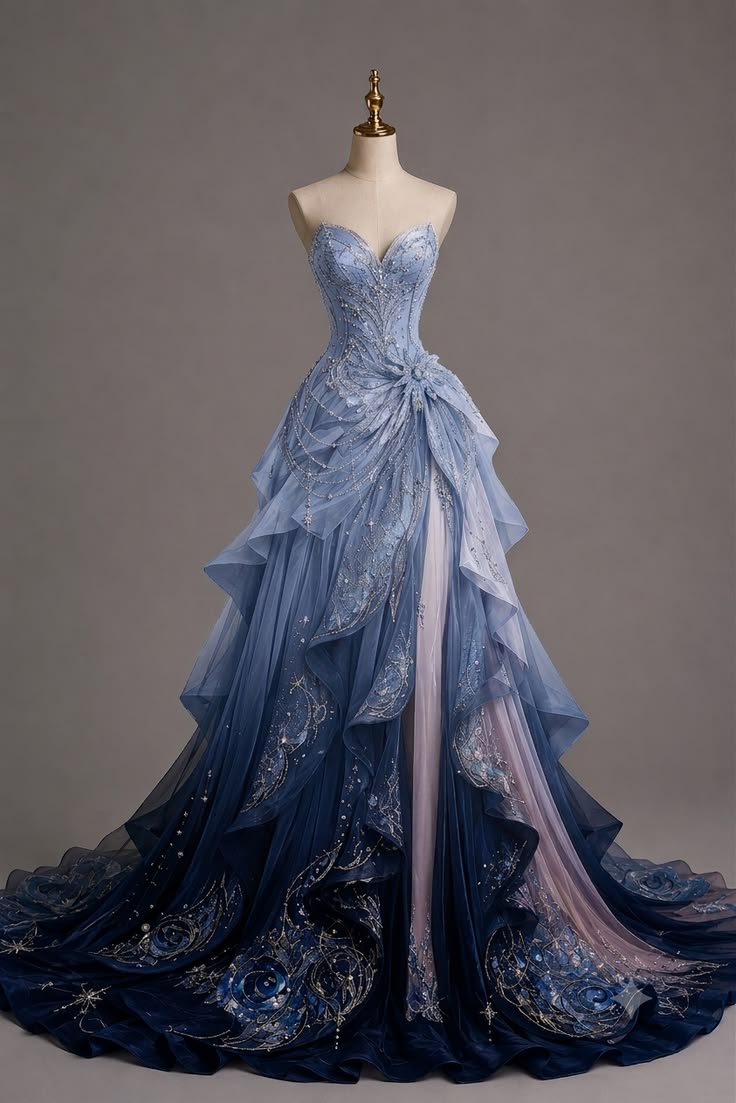 Turn heads with this breathtaking celestial blue couture gow