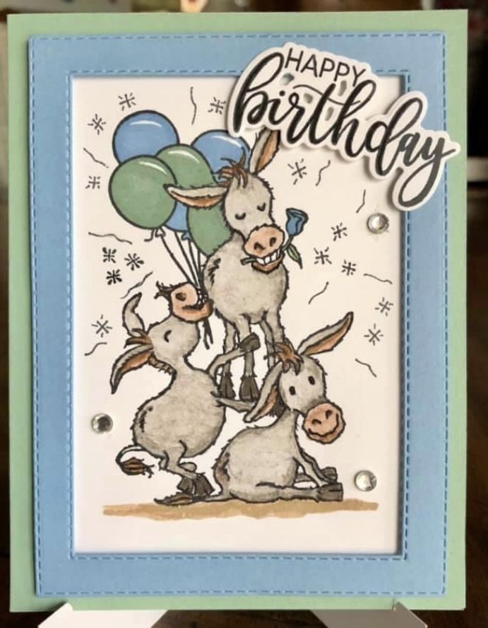 Stacked donkeys in 2022 | Kids birthday cards, Stamped cards