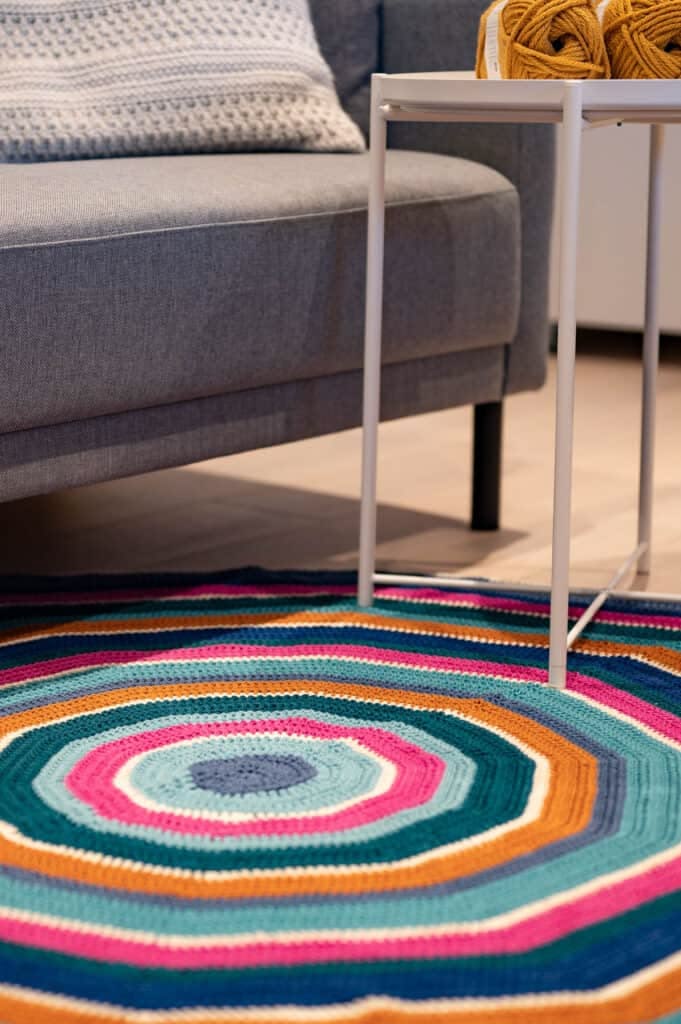 The Crochet Round Rug is a great beginner friendly crochet p