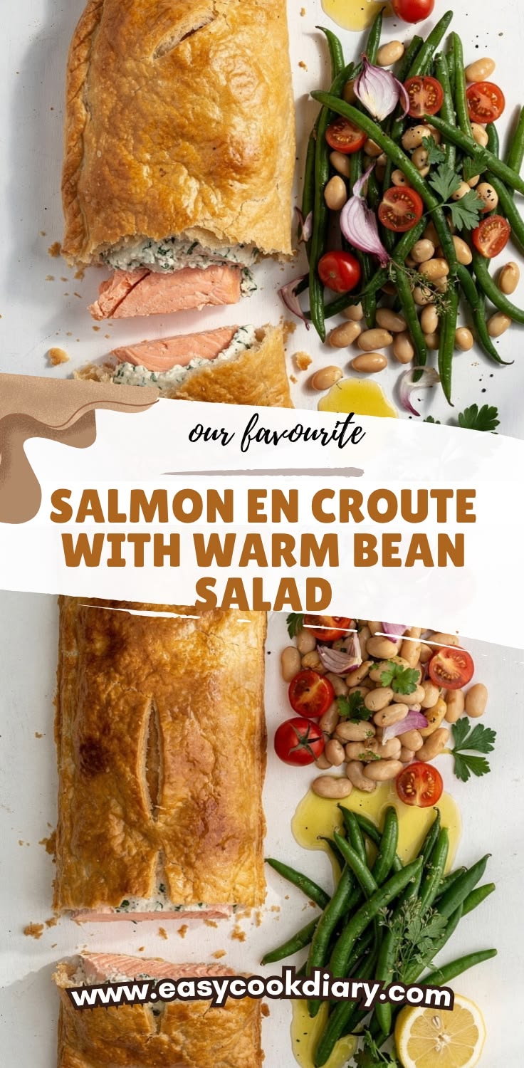 Golden flaky pastry wrapped around tender salmon with a crea