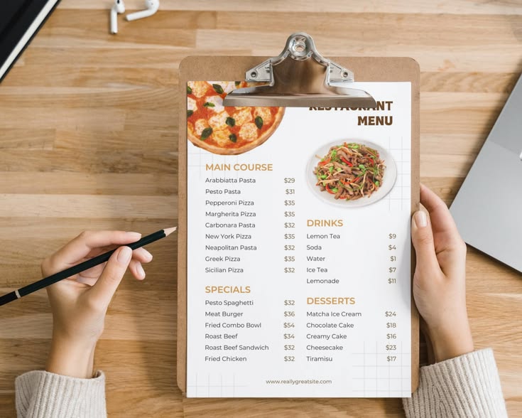 Minimalist Restaurant Food Menu Canva Template. Easy food me