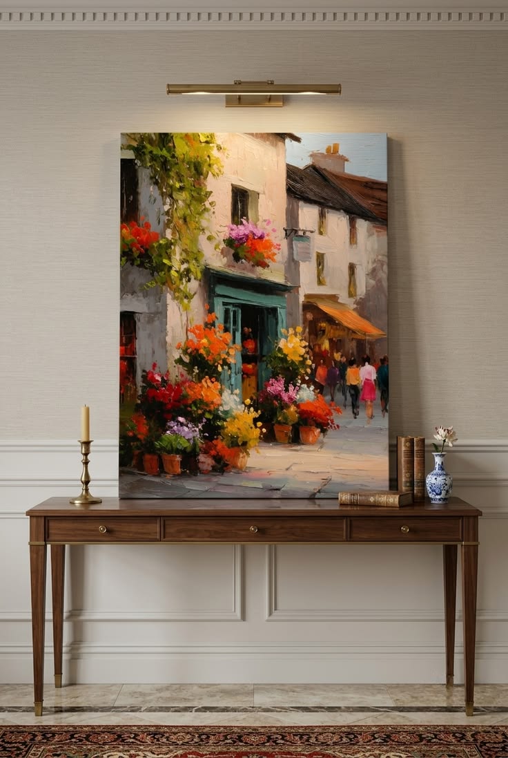 European Street Painting Canvas artwork brings warmth and ti