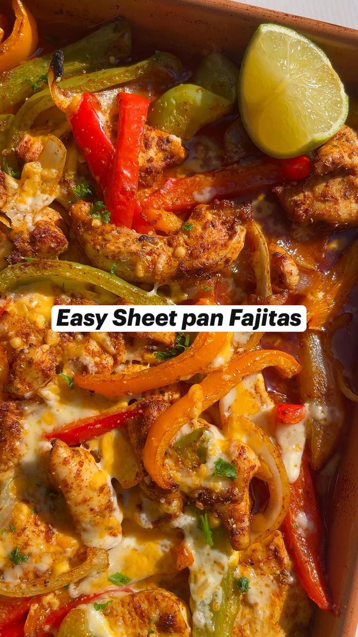 Sheetpan Fajitas
2 chicken breast, sliced
1/2 red pepper, sl