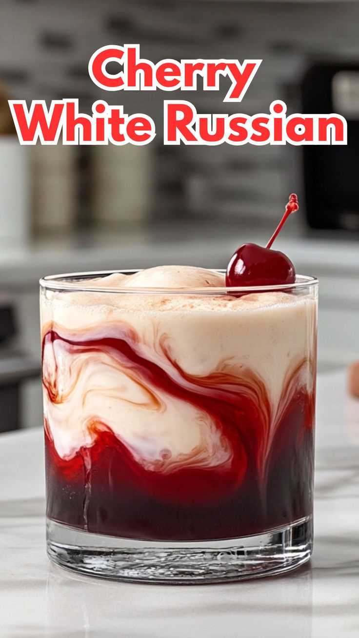 The Cherry White Russian is a creamy twist on the classic, m