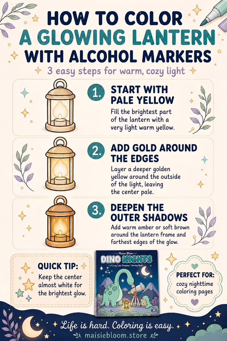 Learn how to color a warm glowing lantern with alcohol marke