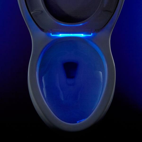 Soft, blue-tinted lights along the hinge of the Nightlight t