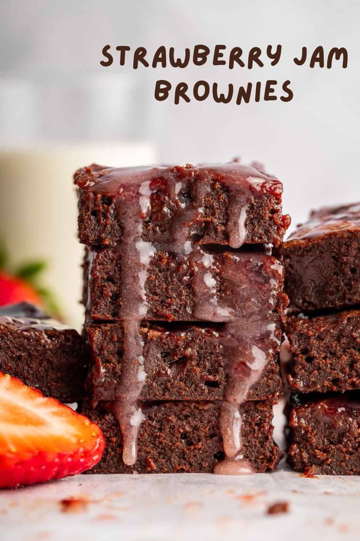 Strawberry Brownies with Jam - Dessert for Two