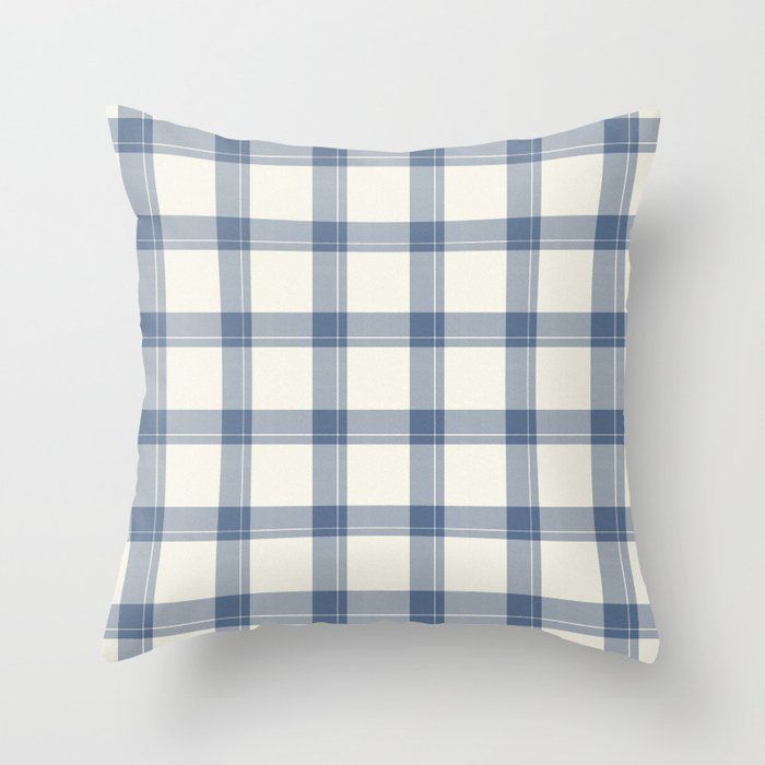 French blue linen homespun gingham check.Shabby chic farmhou