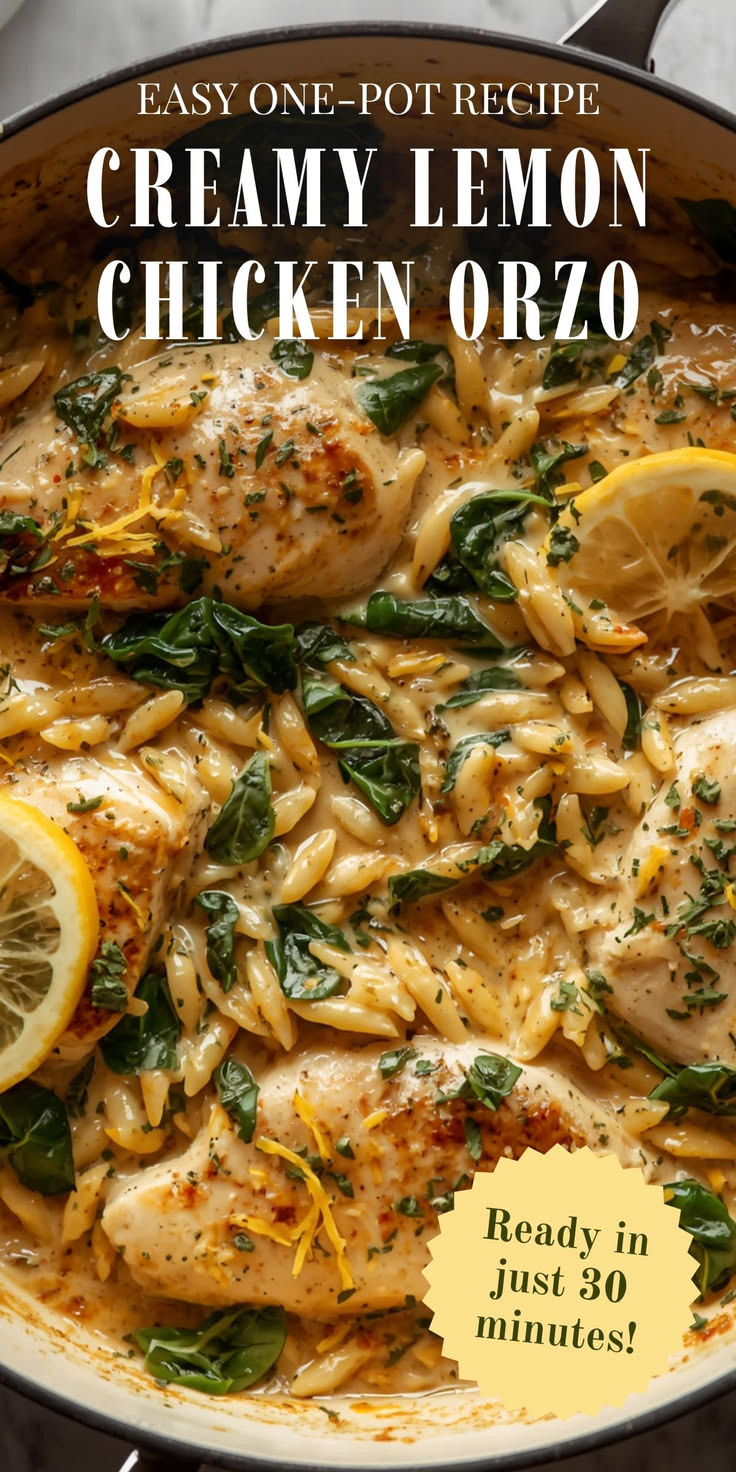 This creamy chicken orzo recipe is packed with lemon flavor,
