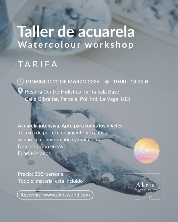 Taller de acuarela intensivo en Tarifa 🖌️🎨 Domingo 22 de mar