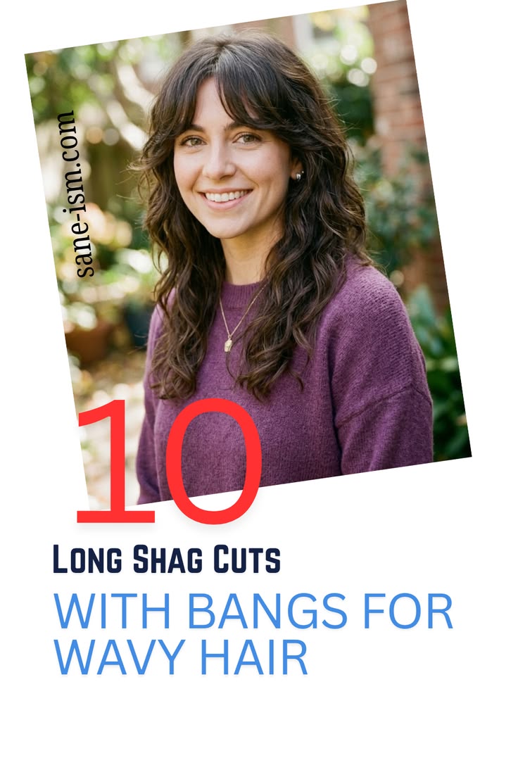 Discover 10 long shag cuts with bangs for wavy hair, featuri