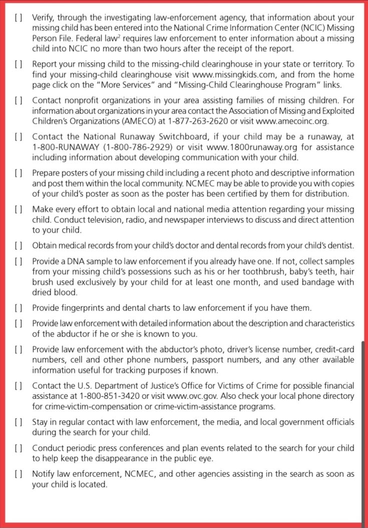 🔴 Missing-Child *Emergency Response | Quick Reference Guide 