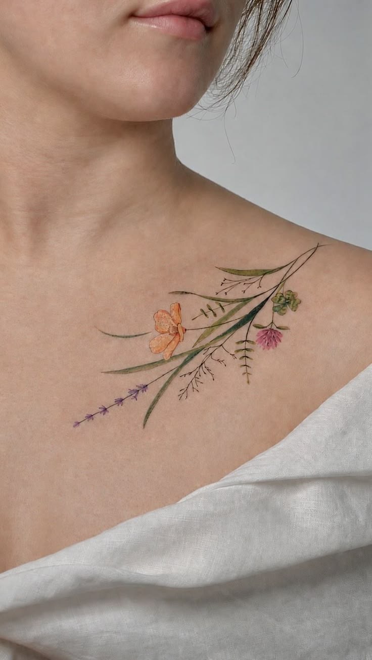 Wildflowers that bloom forever. Tattooed by @olga_sankova_ta