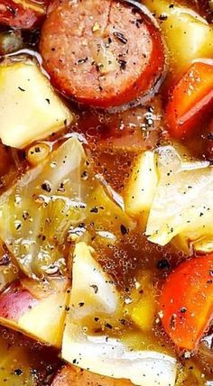 Cabbage, Sausage and Potato Soup ❊
