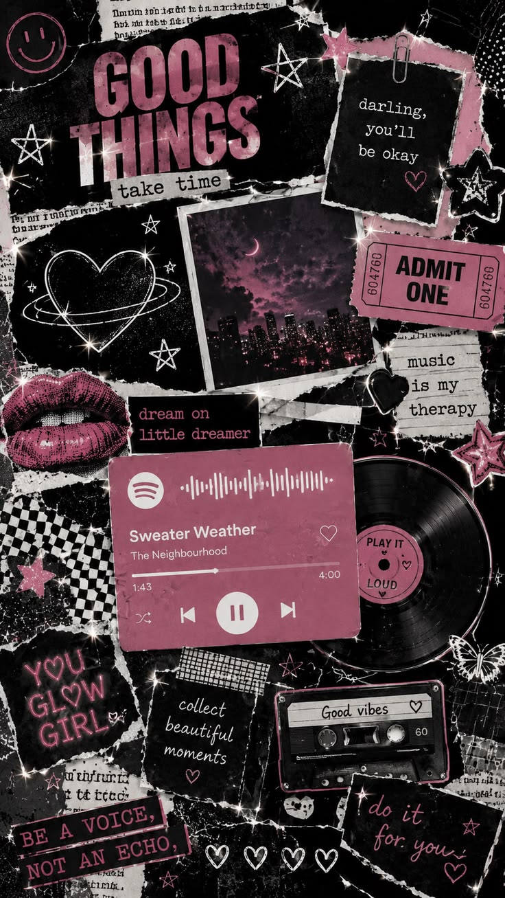 Dark grunge aesthetic wallpaper 🖤🩷 A bold music-inspired col