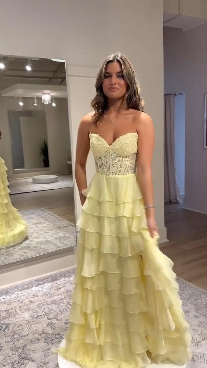 Discover dreamy chiffon prom dresses with playful ruffles—pe