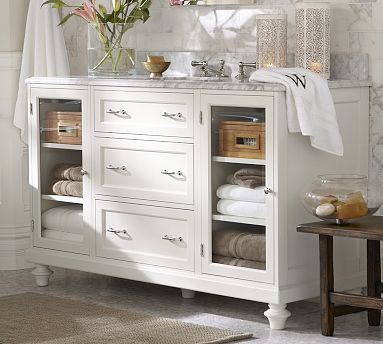 Classic Modular Single Wide Sink Console with Drawers & Glas