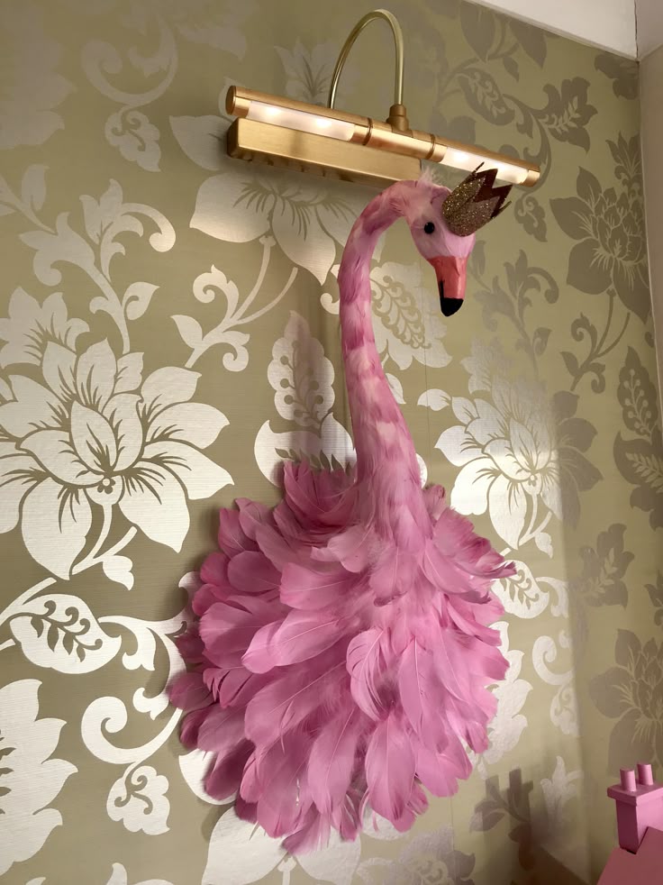Pink flamingo head wall hanging for kids bedroom by Gisela G