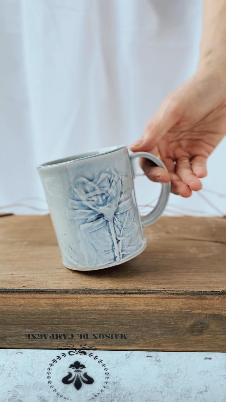 Handmade pottery mugs inspired by the garden. Limited availa