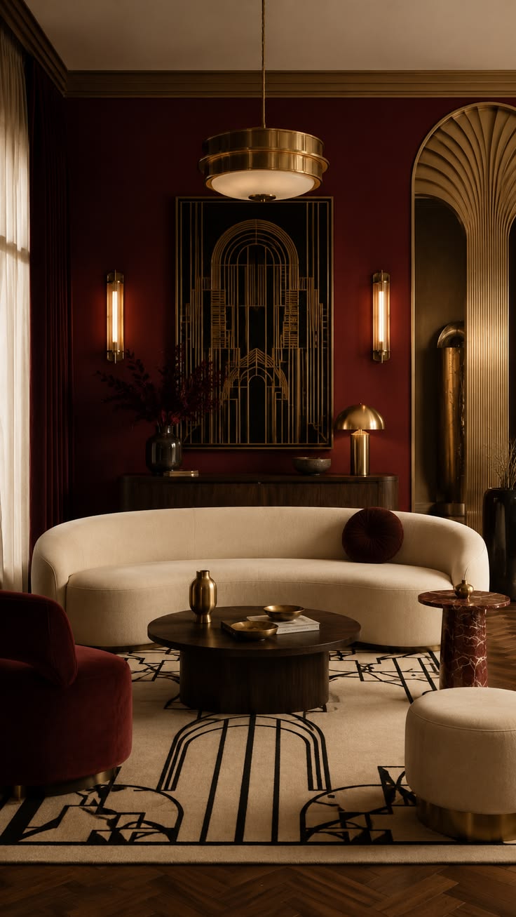 Elevate your home with glamorous Art Deco living room inspir