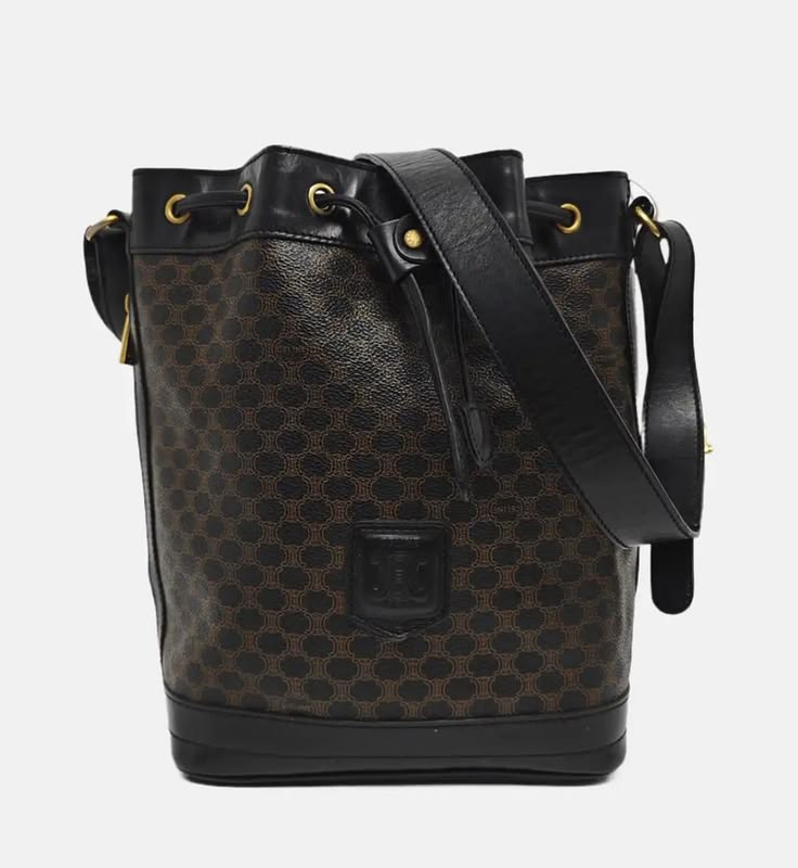 Celine CELINE bucket bag black coated canvas Triomphe print 