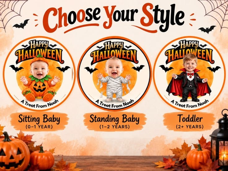 Personalized Baby Halloween Cupcake Toppers, Custom Face Hal