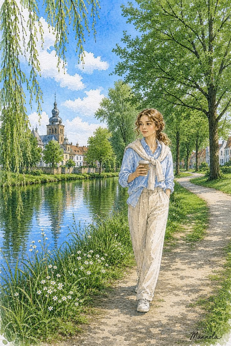 peaceful spring walk in Roermond, Netherlands, captured in a