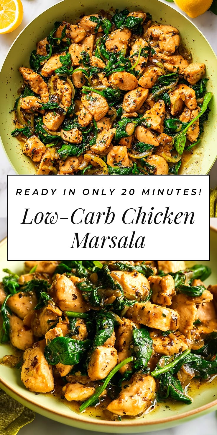 This Low-Carb Chicken Marsala with Spinach is rich, flavorfu