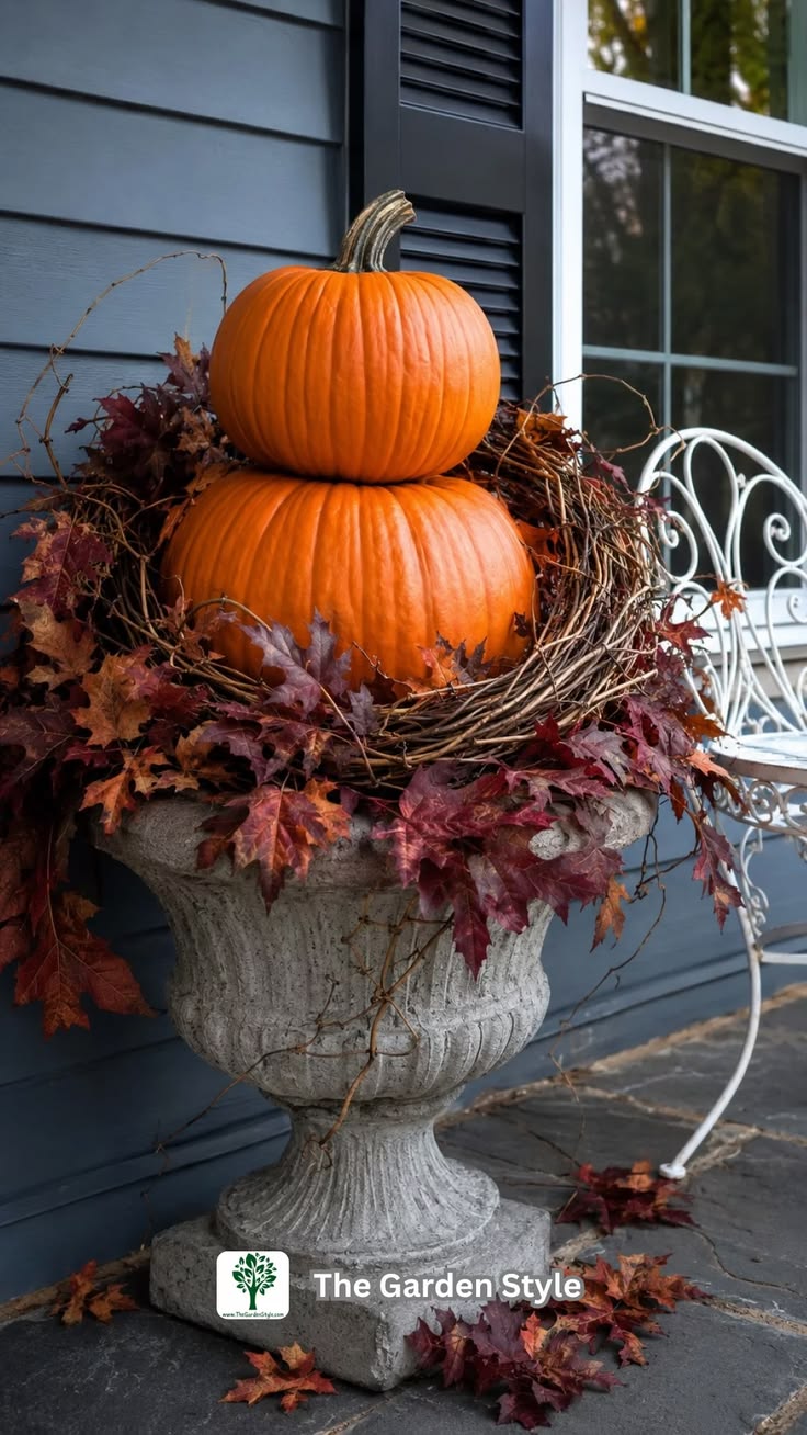 Stacked Pumpkins: 50 Porch Decor Ideas for Fall - The Garden