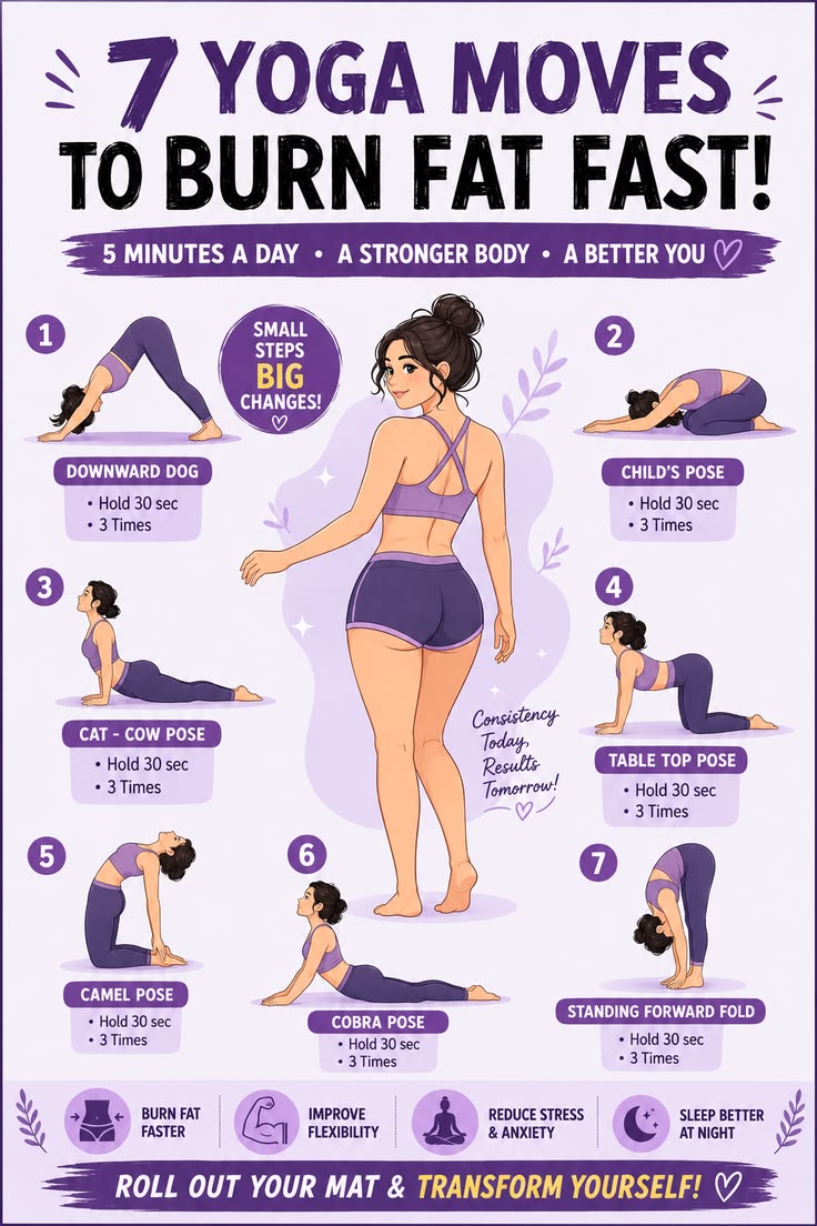 7 Yoga Moves To Burn Fat        Beginner Friendly Yoga For W