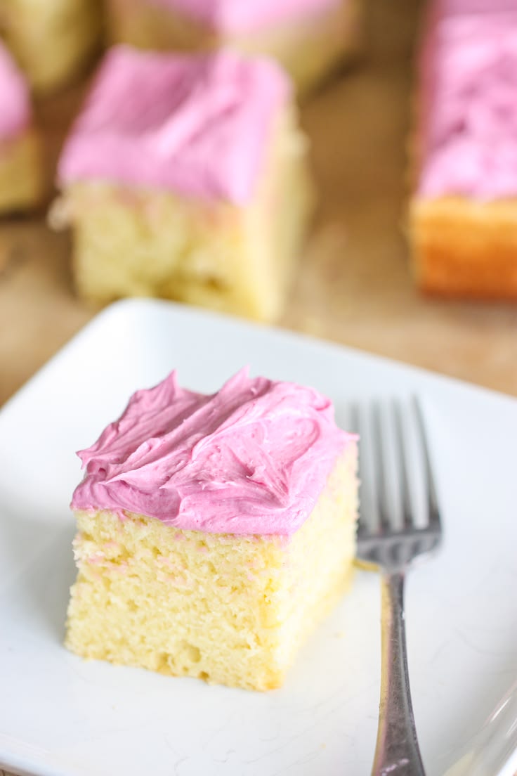 Vanilla Sheet Cake with Pink Beet Frosting