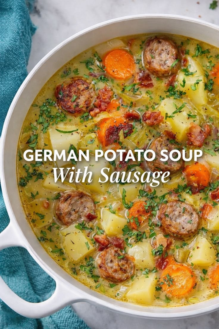 Warm up with this authentic German potato soup recipe, loade