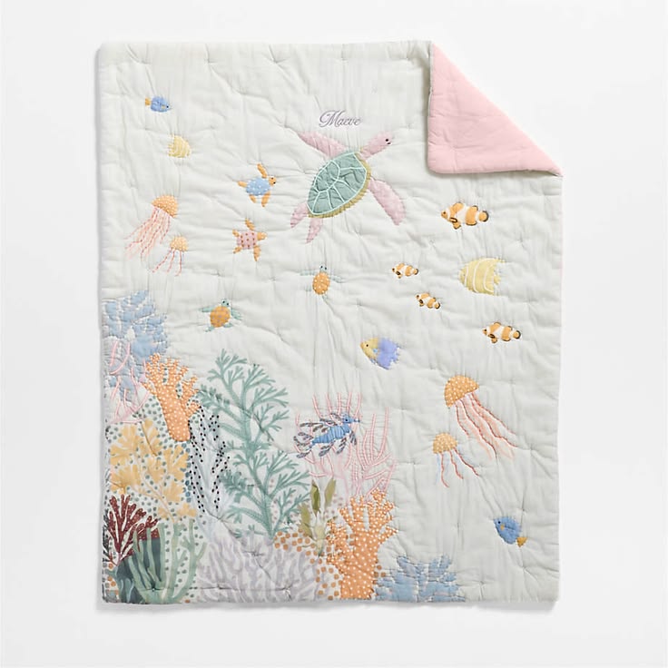 Coral Reef Dreams 100% Organic Cotton Baby Crib Quilt | Crat