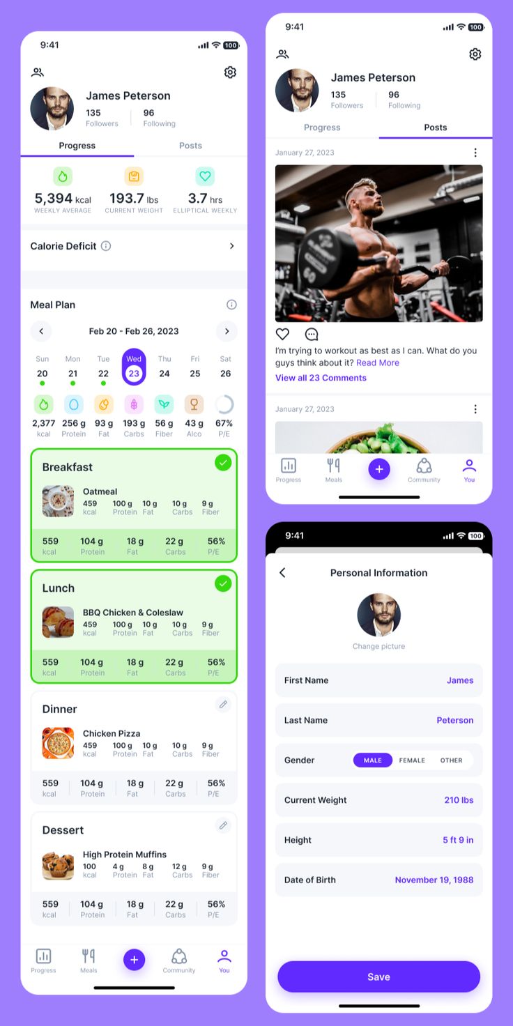 A clean and modern fitness app design for mobile. This UI co