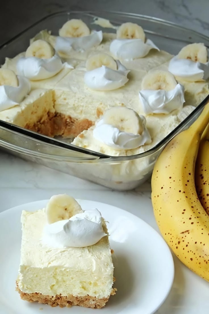 This incredible no-bake banana pudding cheesecake slab is th